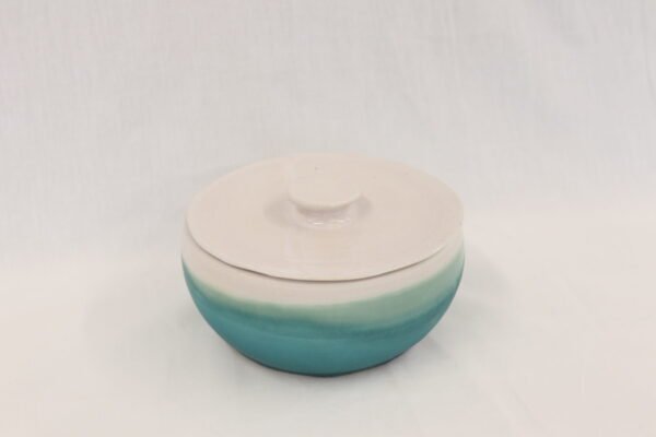 Butter Dish - Turquoise on White